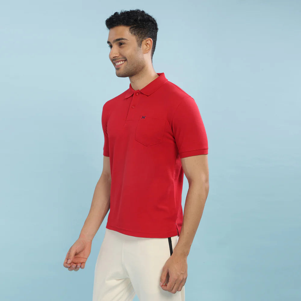 Premium Cherry Red Polo T-Shirt for Men