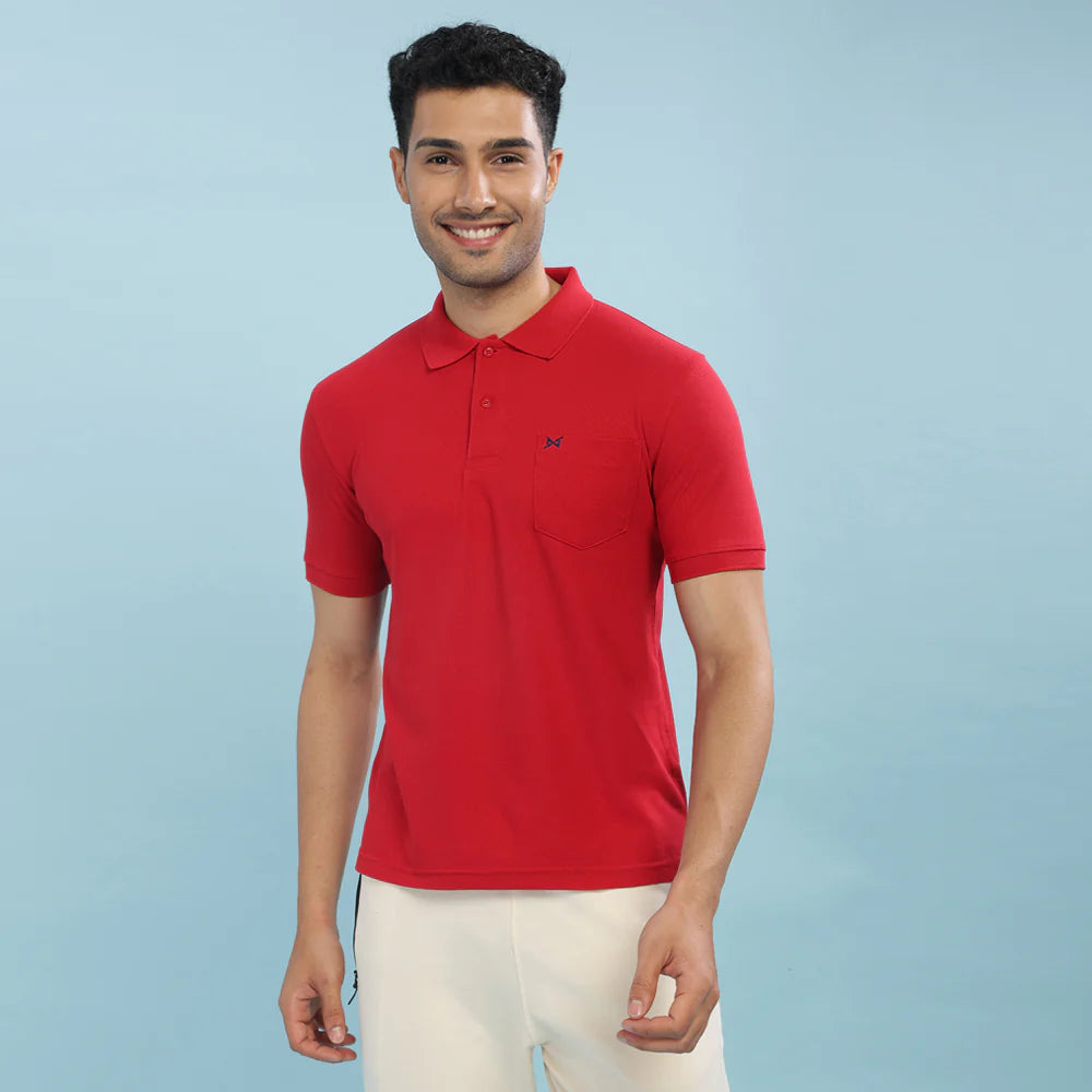 Premium Cherry Red Polo T-Shirt for Men