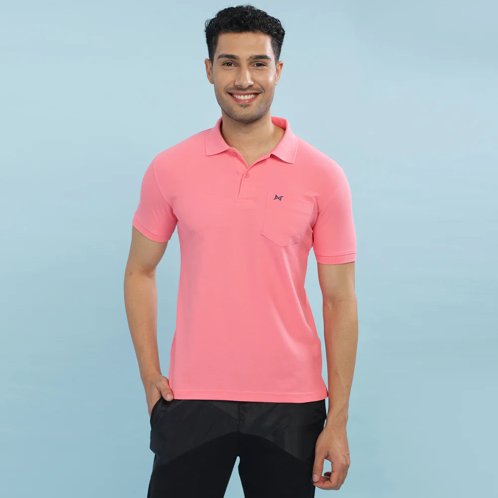 Stylish Pink Polo T-Shirt for Men