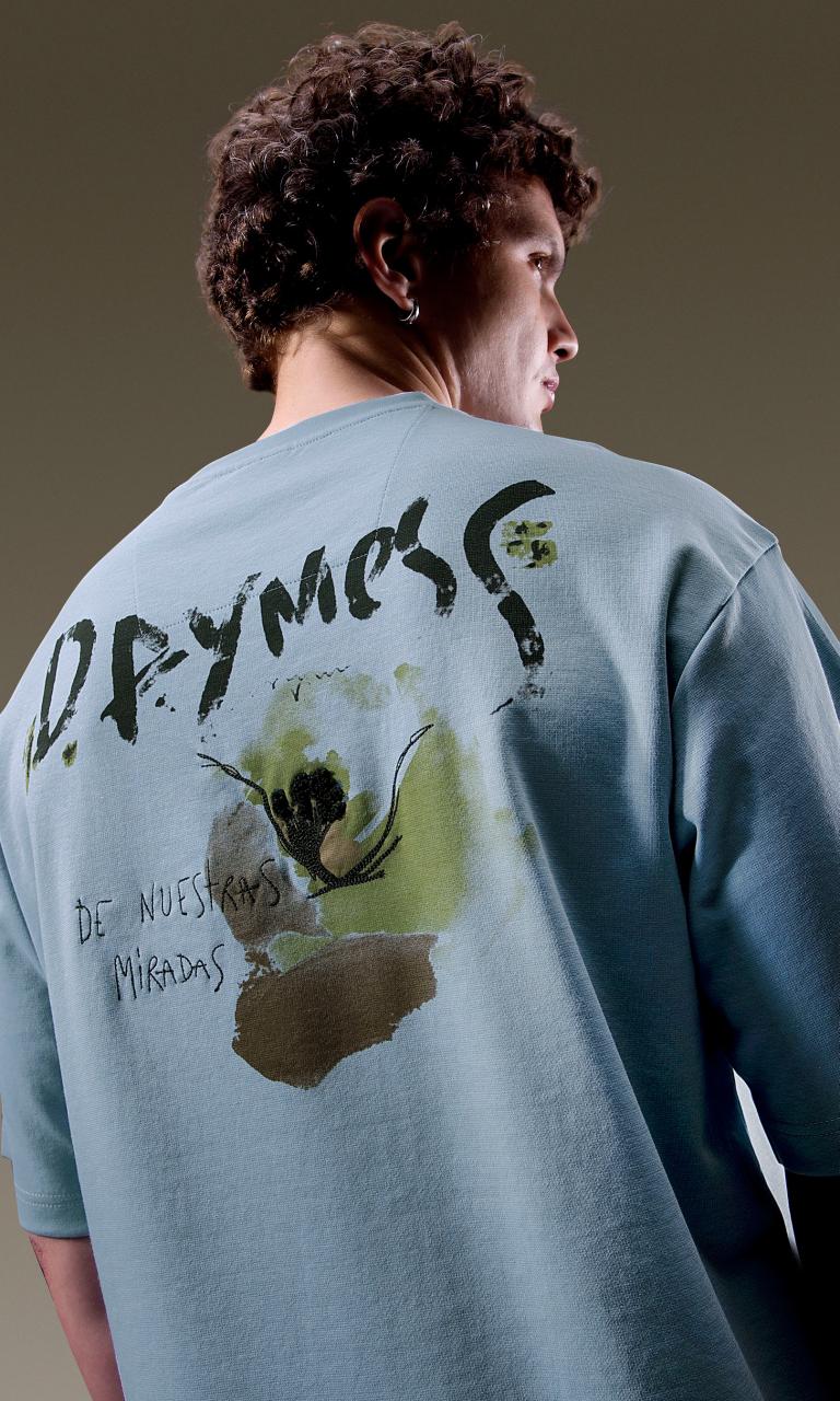 Premium Hazel Blue Oversized Drop Shoulder T-Shirt