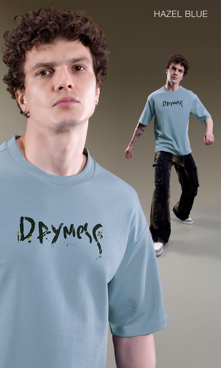 Premium Hazel Blue Oversized Drop Shoulder T-Shirt